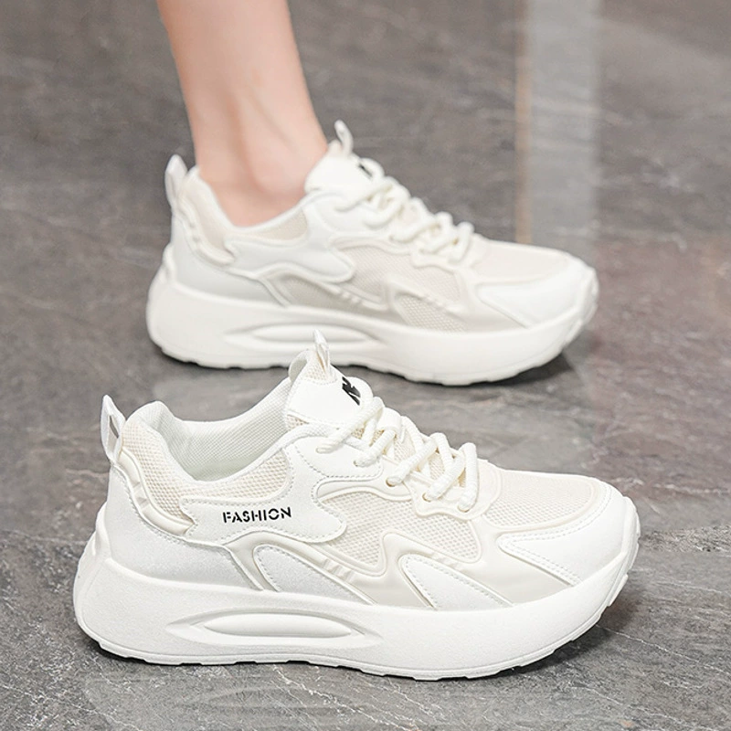Summer Women's Breathable Mesh Running Shoes Korean Thick Sole Soft Casual Dad Sneakers