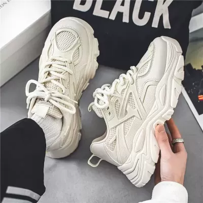 2026 Winter Men's Breathable Mesh Casual Thick Sole White Dad Sneakers, Anti-Slip · YANYAN China shoe factory
