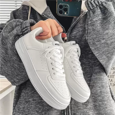 2026 New Winter Men's Breathable White Casual Skate Shoes for Students, Pure White · YANYAN China shoe factory