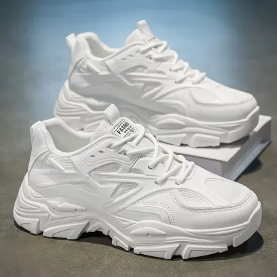 2026 Winter Men's Breathable Mesh Casual Thick Sole White Dad Sneakers, Anti-Slip · YANYAN China shoe factory