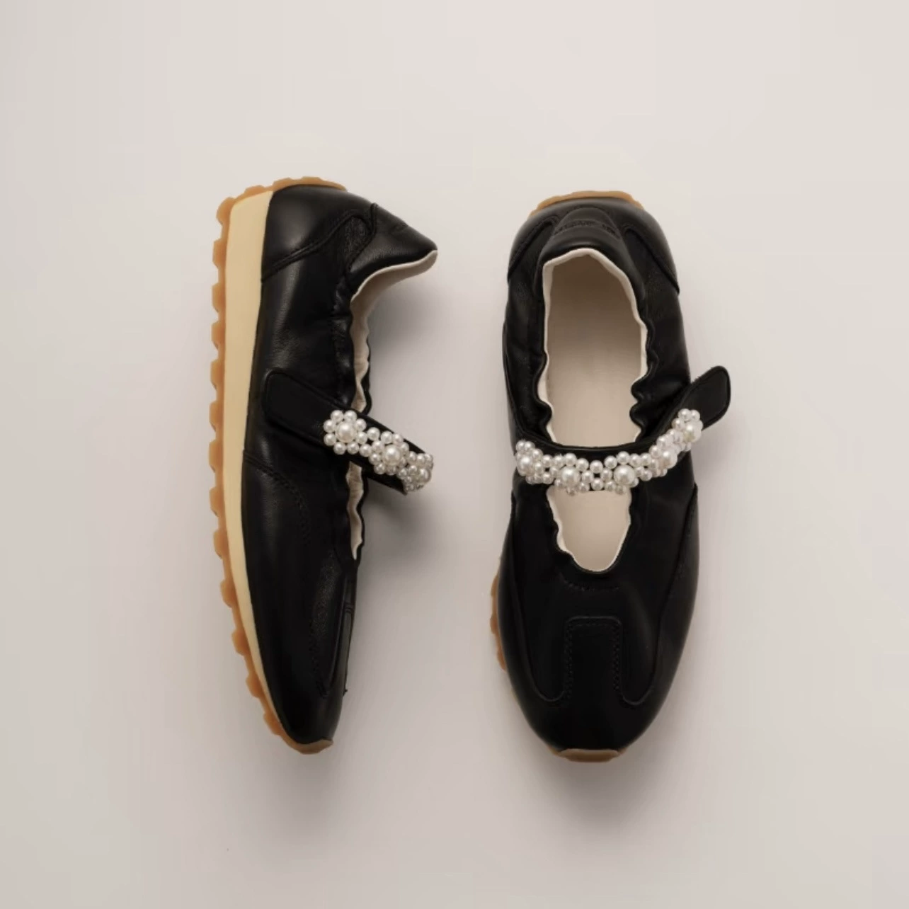 2025 New Minimalist Ballet German Trainer Shoes for Women Spring Summer Thick Sole Mary Jane