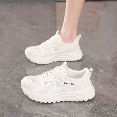 Summer Women's Breathable Mesh Sneakers Korean Thick Sole Soft Casual Dad Shoes · YANYAN China shoe factory