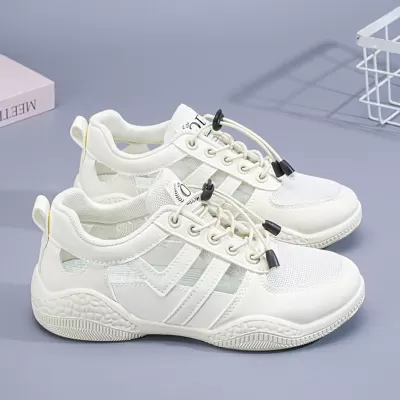2025 Summer Women's Breathable Hollow Mesh Sandals Korean Casual White Sneakers