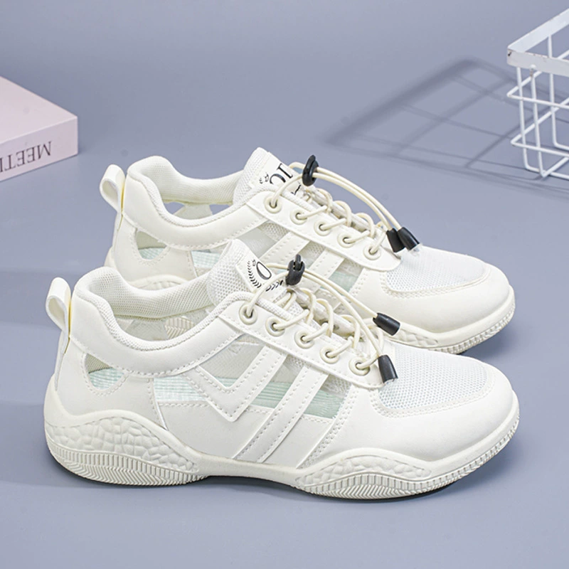 2025 Summer Women's Breathable Hollow Mesh Sandals Korean Casual White Sneakers