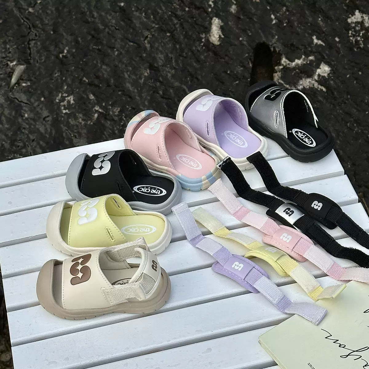 XSHX Korean M-style children's protective sandals with hook-and-loop, unisex toddler walking shoes