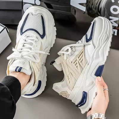 2026 Winter Men's Mesh Breathable Soft Sole Casual Sneakers, Height-Increasing Thick Sole Dad Shoes