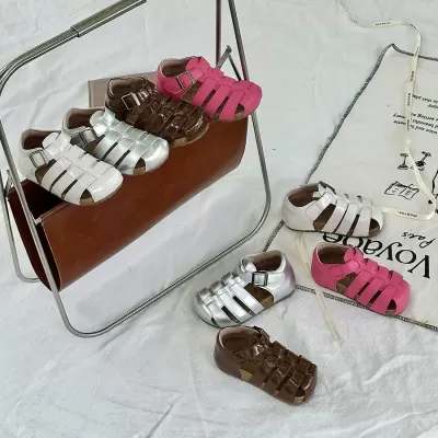 XSHX Birkenstock Roman children's covered toe retro back strap leather sandals