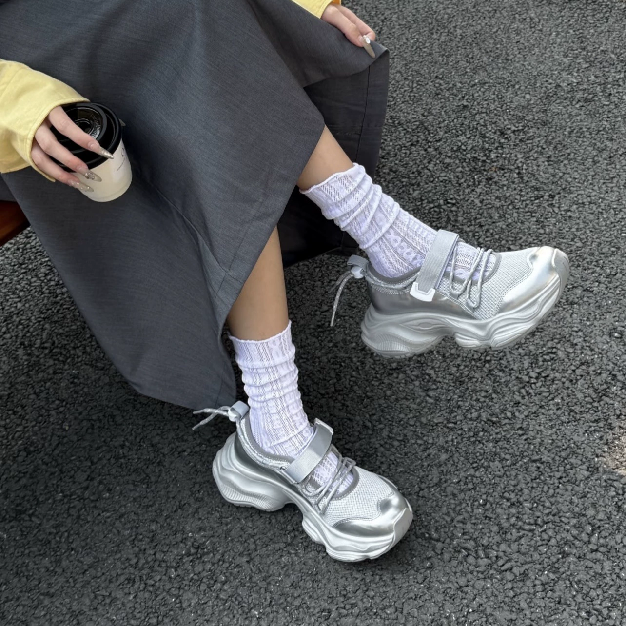 2025 Spring Summer Velcro Thick Sole Sports Sandals for Women Mesh Mary Jane Casual Sneakers