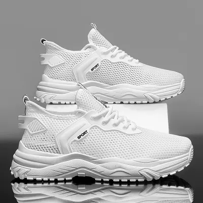 2026 New Winter Breathable Men's Mesh Hollow Lightweight White Student Running Shoes
