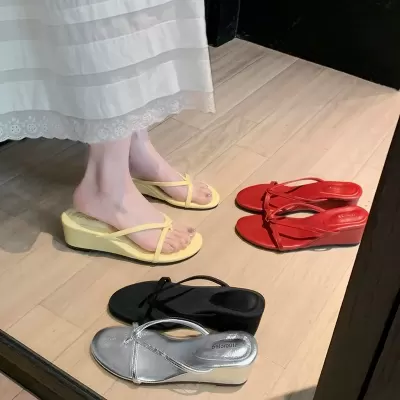 Women's Toe Loop Wedge Heel Sandals 6cm Height Summer Bohemian