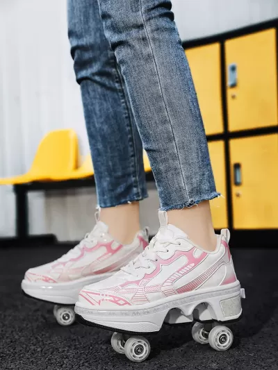 Factory Direct 4-Wheel Roller Skates for Boys, One-Button Retractable, Girls Skating Shoes · YANYAN China shoe factory