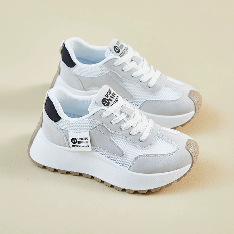 Summer Women's Breathable Hollow Mesh Shoes Ins Korean Thick Sole Casual Dad Sneakers