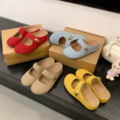Women's Round Toe Mary Jane Platform Mules 5cm Height Summer Cute