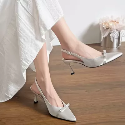 Women's Pointed Toe Stiletto Heel Ankle Strap Open Back Sandals Summer