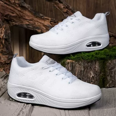 Wholesale Women's Thick Sole Aerobic Dance Shoes, Breathable Mesh Summer Knit Sneakers · YANYAN China shoe factory