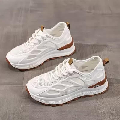 Summer Women's Breathable Mesh Shoes Korean White Thick Sole Casual Dad Sneakers · YANYAN China shoe factory