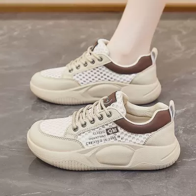 Summer Women's White Sneakers New Korean Ins Student Mesh Breathable Height Increasing Casual Shoes · YANYAN China shoe factory