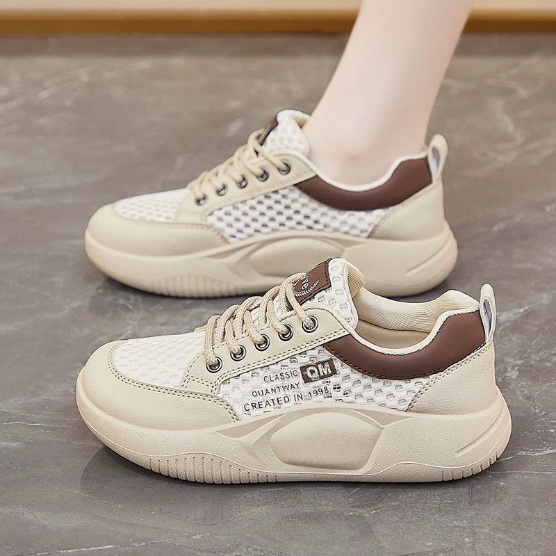 Summer Women's White Sneakers New Korean Ins Student Mesh Breathable Height Increasing Casual Shoes
