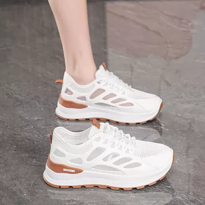 Summer Women's Breathable Mesh Shoes Korean White Thick Sole Casual Dad Sneakers · YANYAN China shoe factory