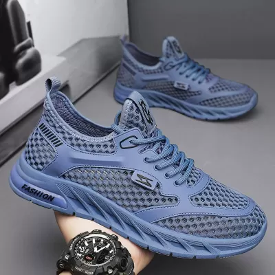 2026 Winter Men's Hollow Breathable Casual Mesh Shoes, Soft Sole Wear-Resistant Running Sneakers · YANYAN China shoe factory