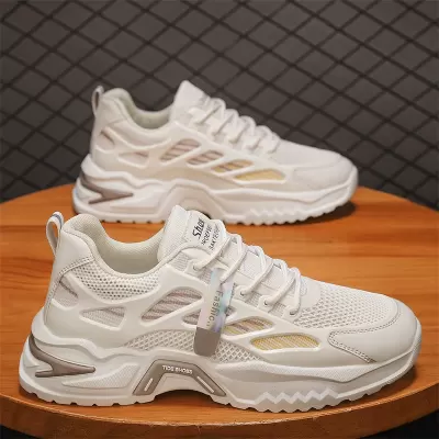 2026 Spring Men's Breathable Casual Sports Running Mesh Shoes Anti-odor Height Increase Dad Shoes · YANYAN China shoe factory