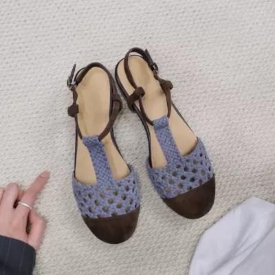 French Woven Breathable Sandals for Women 2025 Summer Casual Soft Sole Roman Sandals