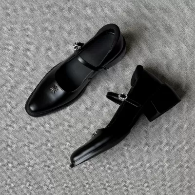 2025 New British Style Round Toe Mary Jane Shoes for Women Spring Summer Vintage Chunky Heel Strap · YANYAN China shoe factory