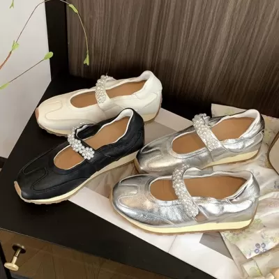 Height Increase 5CM French Sporty Ballet German Trainer Shoes for Women Summer Strap Mary Jane · YANYAN China shoe factory