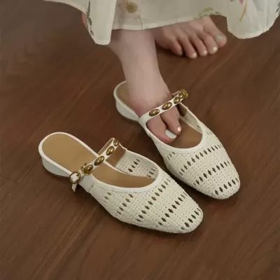New French Roman Slide Sandals for Women Chunky Heel Mules Summer Outdoor Lazy · YANYAN China shoe factory