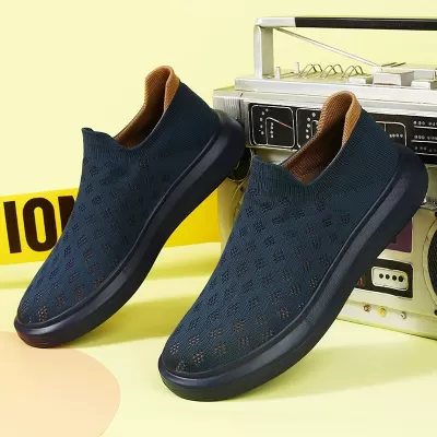 Slip-On Knit Mesh Men's Shoes, Comfortable Lightweight Outdoor Casual Sneakers for Seniors · YANYAN China shoe factory