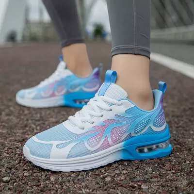 Women's Air Cushion Running Shoes, Knit Lace-Up Size 43, Flat Cushion Casual Sneakers