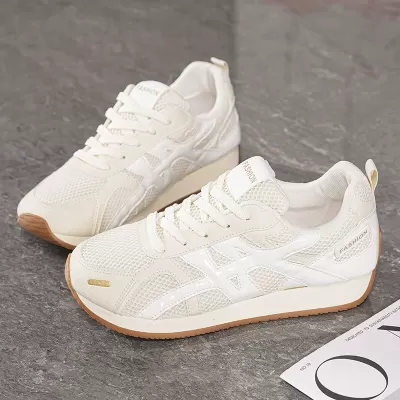 Deutsch Shoes Women Mesh Breathable Casual Shoes 2025 New Korean Comfort Sports College Style Cork Sneakers · YANYAN China shoe factory
