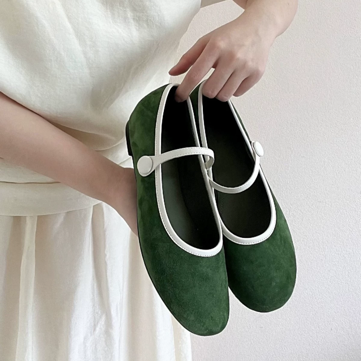 Women's Korean French Round Toe Mary Jane Flats Spring Summer Casual Ballet Shoes