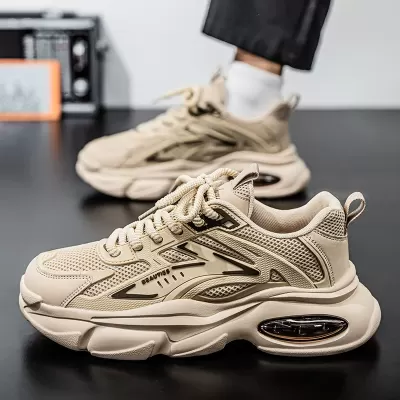 2026 Spring New Men's Breathable Mesh Youth Sports Shoes Casual Thick Sole Dad Trendy Sneakers · YANYAN China shoe factory