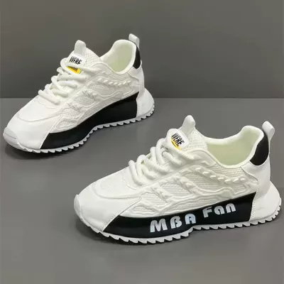 Men's 2026 Winter Mesh Breathable Casual Running Sneakers White Height Increasing Shoes · YANYAN China shoe factory