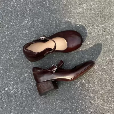 Women's Retro Round Toe Mary Jane Shoes 2025 Summer Soft Sole Ballet Flats · YANYAN China shoe factory
