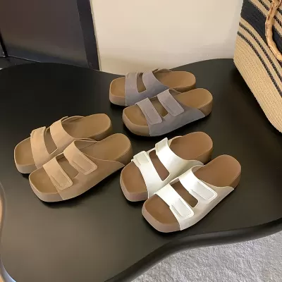 Women's Summer Thick Sole Double Velcro Slip-on Birkenstock Slides