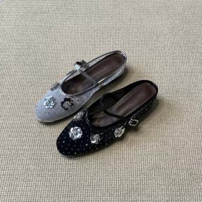 Women's French Fairy Flower Mules Summer Casual Buckle Slide Slippers · YANYAN China shoe factory