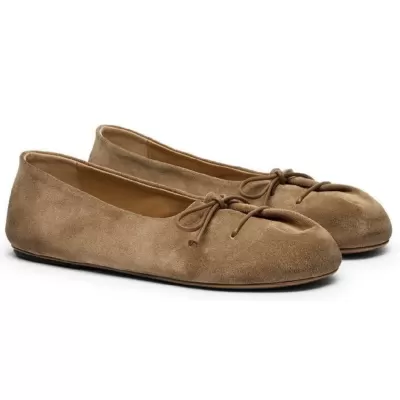 Women's Brown Bow Ballet Flats Soft Leather Summer Casual Hidden Wedge Shoes · YANYAN China shoe factory