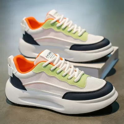 Men's 2026 Mesh Breathable White Casual Low-Top Shoes Thick Sole Height Increasing Sneakers · YANYAN China shoe factory