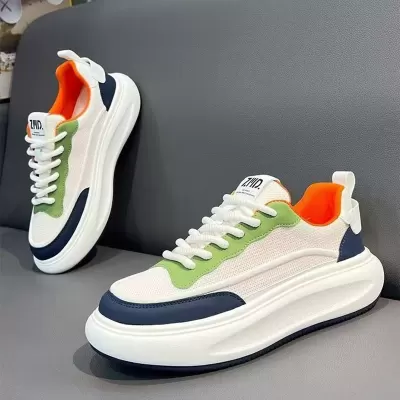 Men's 2026 Mesh Breathable White Casual Low-Top Shoes Thick Sole Height Increasing Sneakers · YANYAN China shoe factory