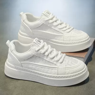 Men's Winter Breathable Casual White Board Shoes Anti-Slip Thick Sole Height Increasing Sneakers · YANYAN China shoe factory