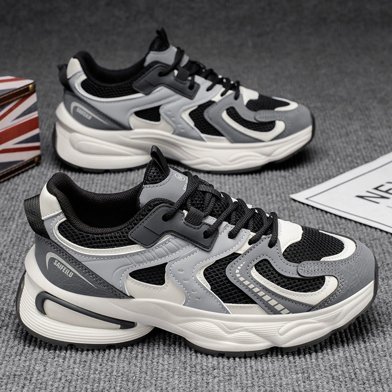 2026 Spring Men's Non-slip Thick Sole Casual Sports Running Shoes Mesh Breathable Dad Shoes