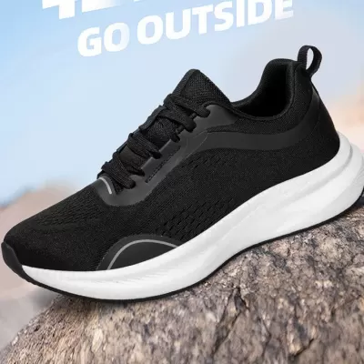 Cross-Border Black Running Shoes, Knit, Wide Toe Box, for Wide Feet, Extra Wide · YANYAN China shoe factory