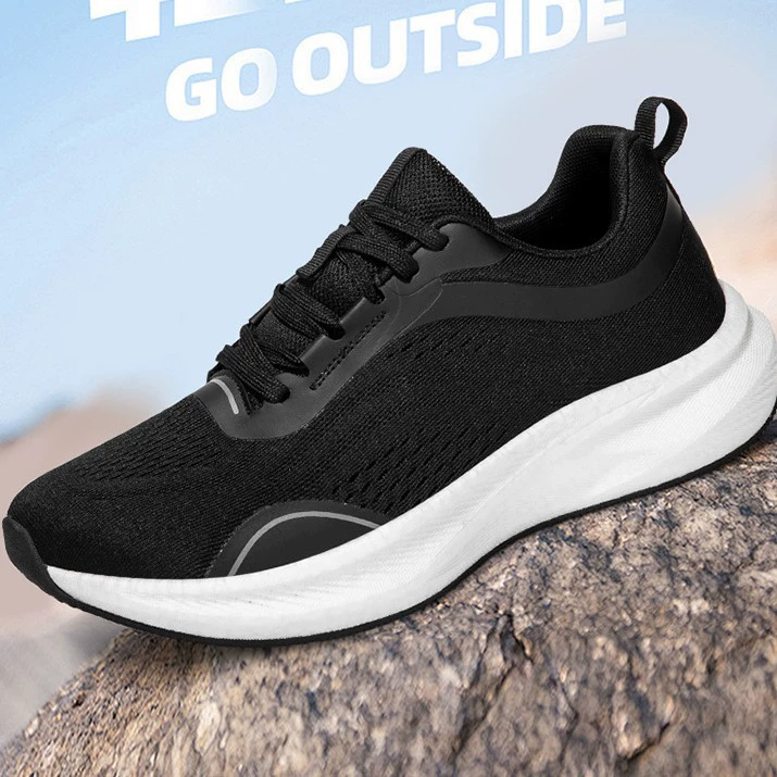 Cross-Border Black Running Shoes, Knit, Wide Toe Box, for Wide Feet, Extra Wide