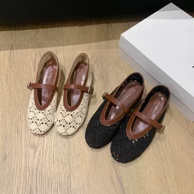 Women's Summer Romantic Crochet Lace-up Mary Jane Flat Shoes