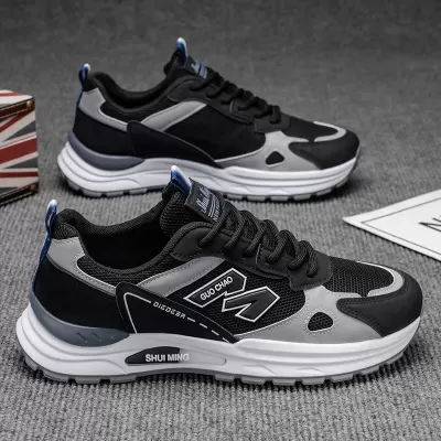 Sapato Masculino Primavera Novo Mesh Vazado Respirável Dad Shoes Estudante Casual Sola Macia Antiderrapante · YANYAN China shoe factory