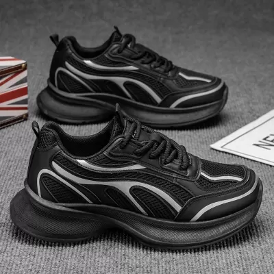 2026 Spring New Men's Trendy Casual Thick Sole Youth Breathable Mesh Dad Shoes · YANYAN China shoe factory