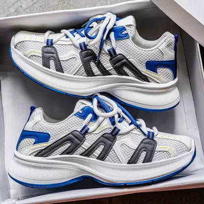 2026 New Spring Men's Mesh Breathable Casual Thick Sole Height Increase Youth Dad Shoes · YANYAN China shoe factory