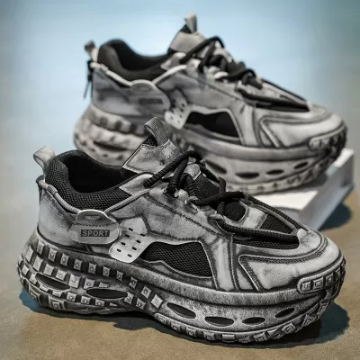 Winter Men's Breathable Mesh Youth Sports Shoes Trendy Tire Sole Thick Dad Shoes · YANYAN China shoe factory